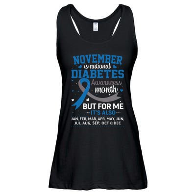 November Is Diabetes Awareness Month Blue And Gray Ribbon Ladies Essential Flowy Tank