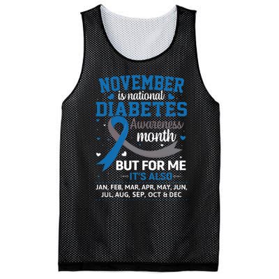 November Is Diabetes Awareness Month Blue And Gray Ribbon Mesh Reversible Basketball Jersey Tank