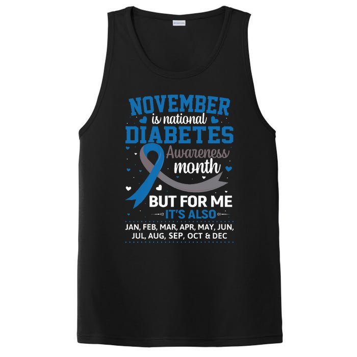 November Is Diabetes Awareness Month Blue And Gray Ribbon PosiCharge Competitor Tank