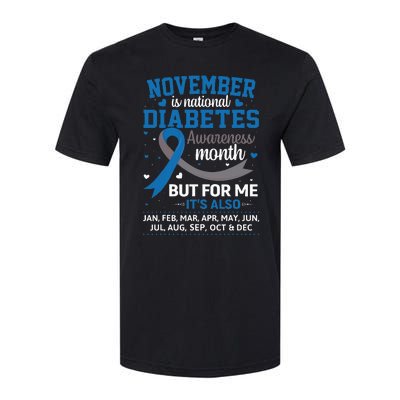 November Is Diabetes Awareness Month Blue And Gray Ribbon Softstyle® CVC T-Shirt