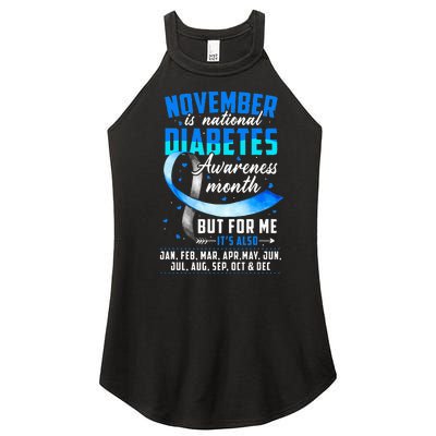 November Is Diabetes Awareness Month Blue And Gray Ribbon Women’s Perfect Tri Rocker Tank