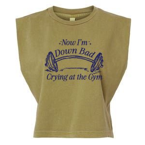 Now Im Down Bad Crying At The Gym Ttpd Garment-Dyed Women's Muscle Tee