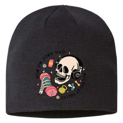 Now Im Down Bad Funny Skeleton Workout Gymer Sustainable Beanie
