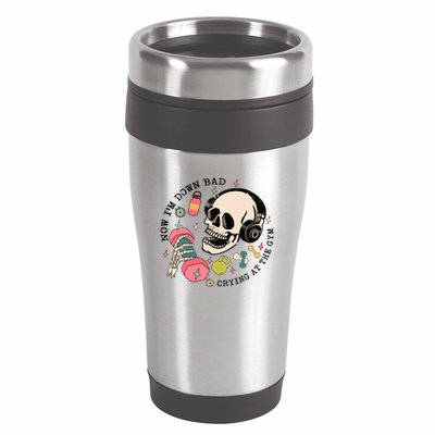 Now Im Down Bad Funny Skeleton Workout Gymer 16oz Travel Tumbler