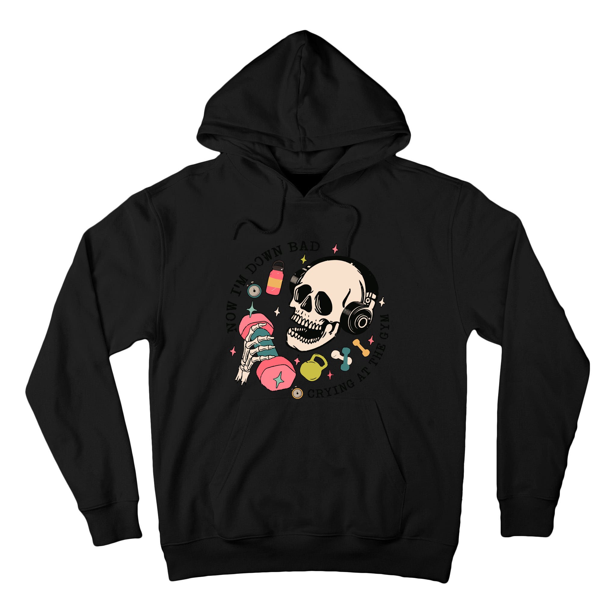 Now Im Down Bad Funny Skeleton Workout Gymer Tall Hoodie