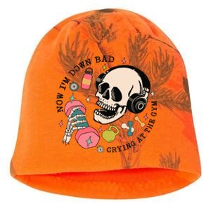 Now Im Down Bad Funny Skeleton Workout Gymer Kati - Camo Knit Beanie