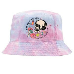 Now Im Down Bad Funny Skeleton Workout Gymer Tie-Dyed Bucket Hat