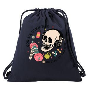 Now Im Down Bad Funny Skeleton Workout Gymer Drawstring Bag