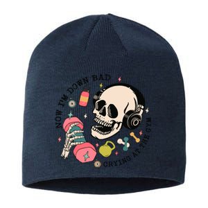 Now Im Down Bad Funny Skeleton Workout Gymer Sustainable Beanie