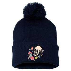 Now Im Down Bad Funny Skeleton Workout Gymer Pom Pom 12in Knit Beanie