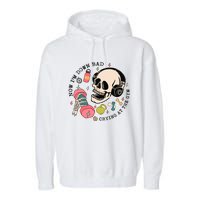 Now Im Down Bad Funny Skeleton Workout Gymer Garment-Dyed Fleece Hoodie