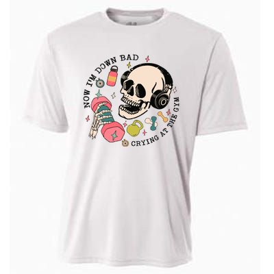 Now Im Down Bad Funny Skeleton Workout Gymer Cooling Performance Crew T-Shirt