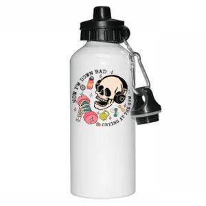 Now Im Down Bad Funny Skeleton Workout Gymer Aluminum Water Bottle