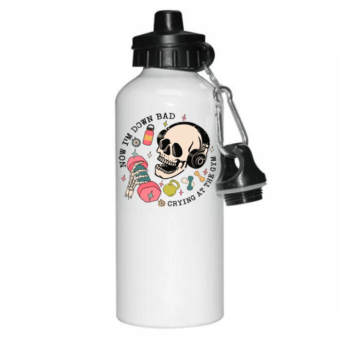 Now Im Down Bad Funny Skeleton Workout Gymer Aluminum Water Bottle