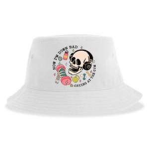 Now Im Down Bad Funny Skeleton Workout Gymer Sustainable Bucket Hat