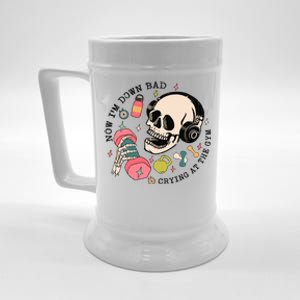 Now Im Down Bad Funny Skeleton Workout Gymer Beer Stein