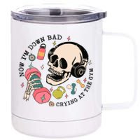 Now Im Down Bad Funny Skeleton Workout Gymer 12 oz Stainless Steel Tumbler Cup