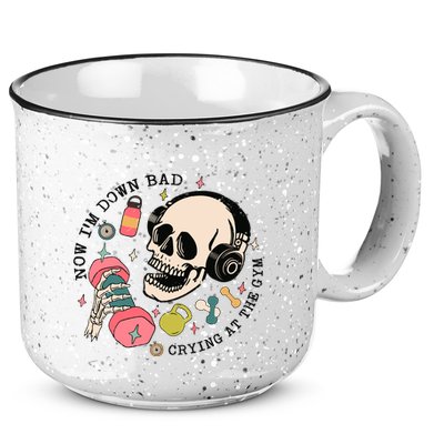 Now Im Down Bad Funny Skeleton Workout Gymer 15oz Campfire Ceramic Mug