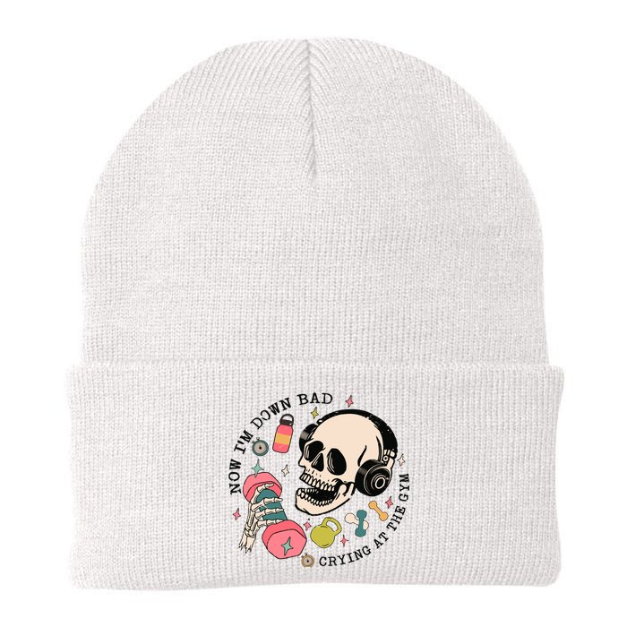 Now Im Down Bad Funny Skeleton Workout Gymer Knit Cap Winter Beanie