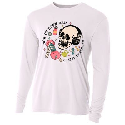 Now Im Down Bad Funny Skeleton Workout Gymer Cooling Performance Long Sleeve Crew