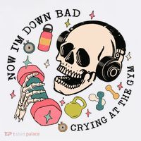 Now Im Down Bad Funny Skeleton Workout Gymer Baby Bodysuit