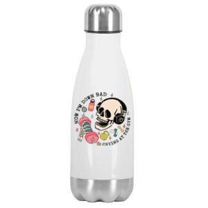 Now Im Down Bad Funny Skeleton Workout Gymer Stainless Steel Insulated Water Bottle