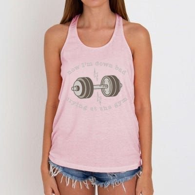 Now Im Down Bad Crying At The Gym Women's Knotted Racerback Tank