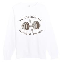 Now Im Down Bad Crying At The Gym Ttpd Premium Crewneck Sweatshirt