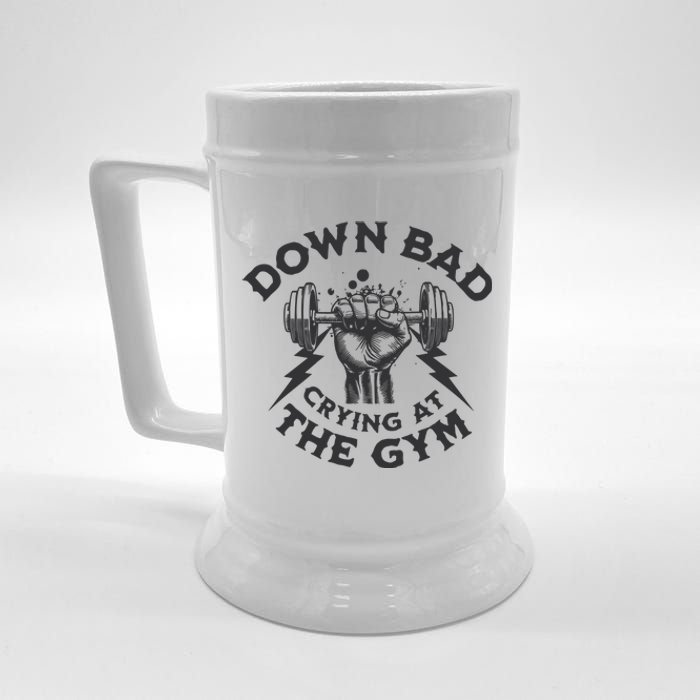 Now Im Down Bad Crying At The Gym Lyrics Ttpd Beer Stein