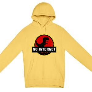 No Internet Dinosaur Park Logo Parody Distressed Premium Pullover Hoodie