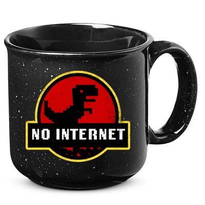 No Internet Dinosaur Park Logo Parody Distressed 15oz Campfire Ceramic Mug