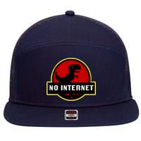 No Internet Dinosaur Park Logo Parody Distressed 7 Panel Mesh Trucker Snapback Hat