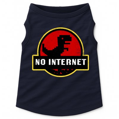 No Internet Dinosaur Park Logo Parody Distressed Doggie Tank