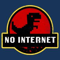 No Internet Dinosaur Park Logo Parody Distressed Hoodie