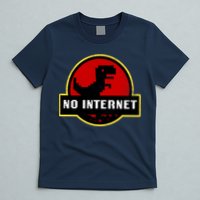 No Internet Dinosaur Park Logo Parody Distressed T-Shirt
