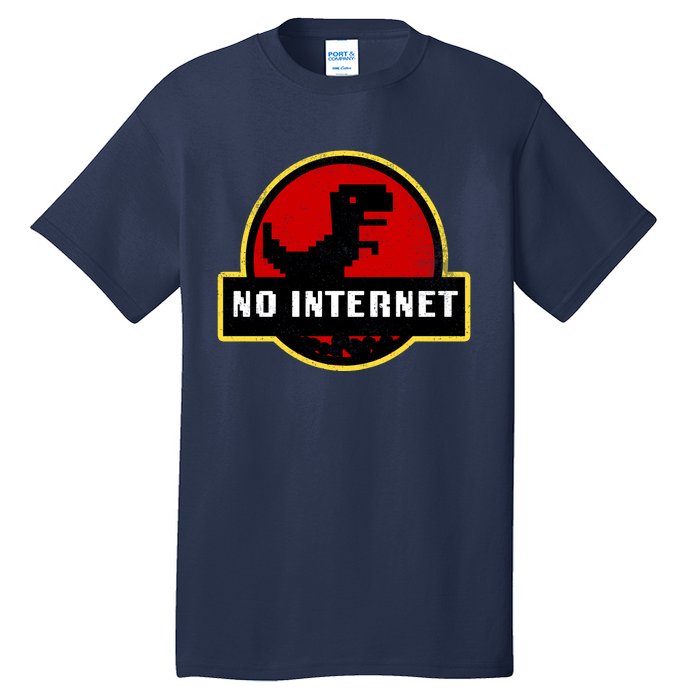 No Internet Dinosaur Park Logo Parody Distressed Tall T-Shirt