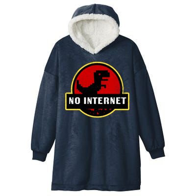 No Internet Dinosaur Park Logo Parody Distressed Hooded Wearable Blanket
