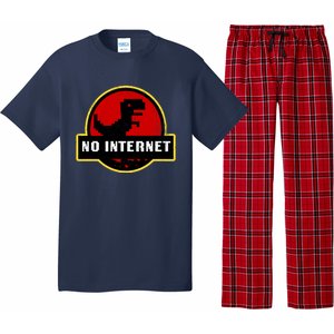 No Internet Dinosaur Park Logo Parody Distressed Pajama Set