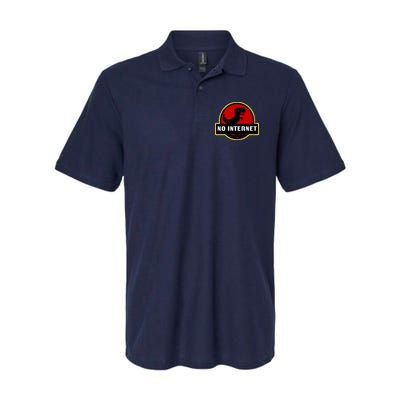 No Internet Dinosaur Park Logo Parody Distressed Softstyle Adult Sport Polo