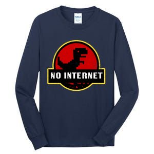 No Internet Dinosaur Park Logo Parody Distressed Tall Long Sleeve T-Shirt