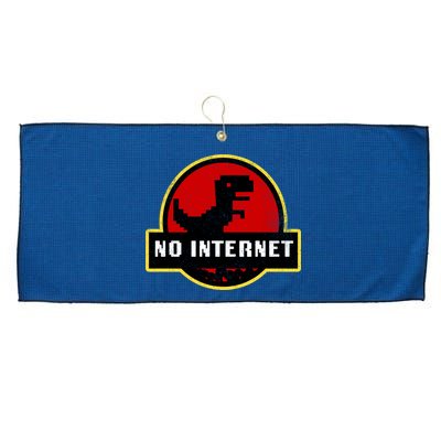 No Internet Dinosaur Park Logo Parody Distressed Large Microfiber Waffle Golf Towel