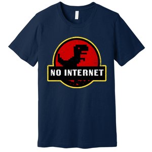 No Internet Dinosaur Park Logo Parody Distressed Premium T-Shirt