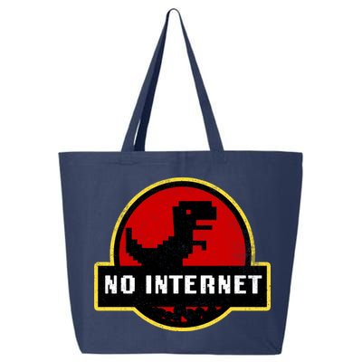 No Internet Dinosaur Park Logo Parody Distressed 25L Jumbo Tote