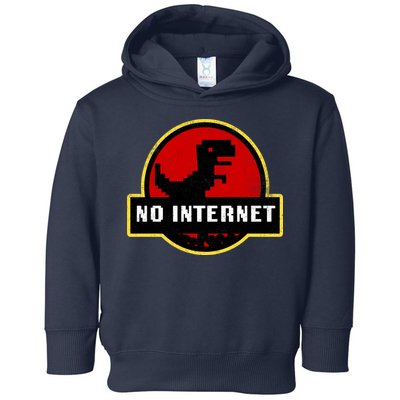 No Internet Dinosaur Park Logo Parody Distressed Toddler Hoodie