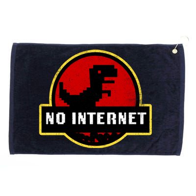 No Internet Dinosaur Park Logo Parody Distressed Grommeted Golf Towel