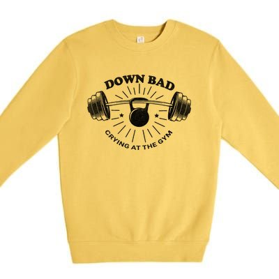 Now Im Down Bad Crying At The Gym Funny Premium Crewneck Sweatshirt