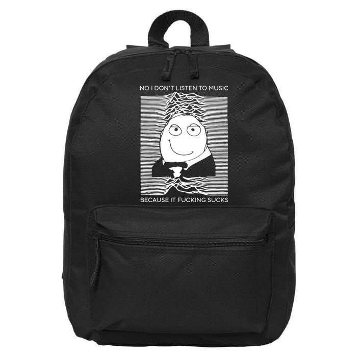 No I Don’t Listen To Music Because It Fucking Sucks 16 in Basic Backpack