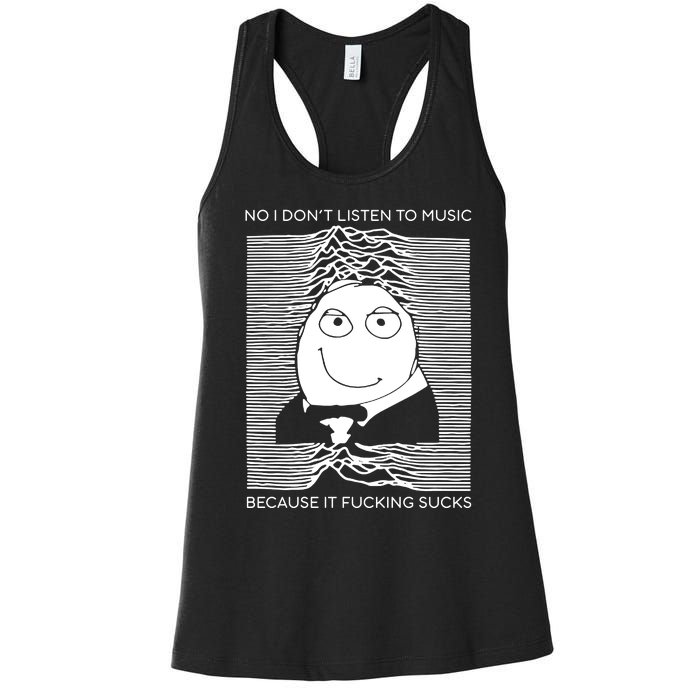 No I Don’t Listen To Music Because It Fucking Sucks Women's Racerback Tank