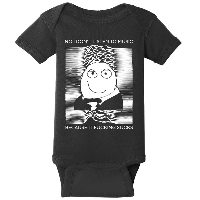 No I Don’t Listen To Music Because It Fucking Sucks Baby Bodysuit