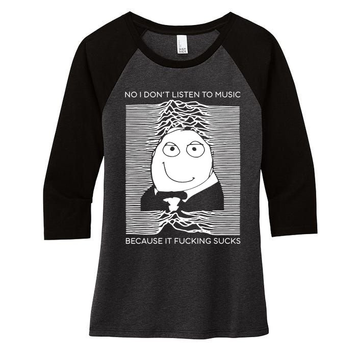 No I Don’t Listen To Music Because It Fucking Sucks Women's Tri-Blend 3/4-Sleeve Raglan Shirt